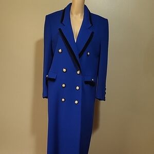 Elegant Blue Double-Breasted Women's Coat